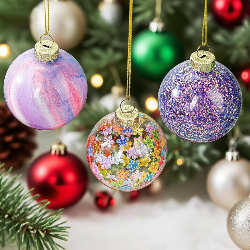 KRISININE 6pcs Glass Christmas Balls Ornaments 2.4 Inch Glittering Christmas Tree Ornament Multicolor Christmas Ornaments for Xmas Hanging Tree Decorations Party Decor - Image 2